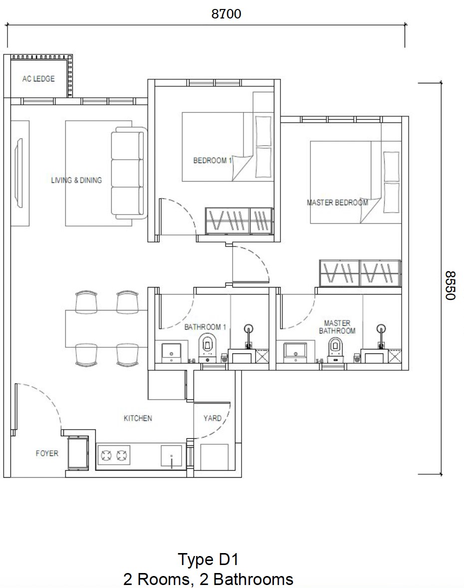 Type D1 floor plan