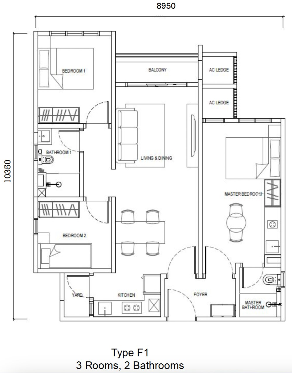 Type F1 dual-key floor plan