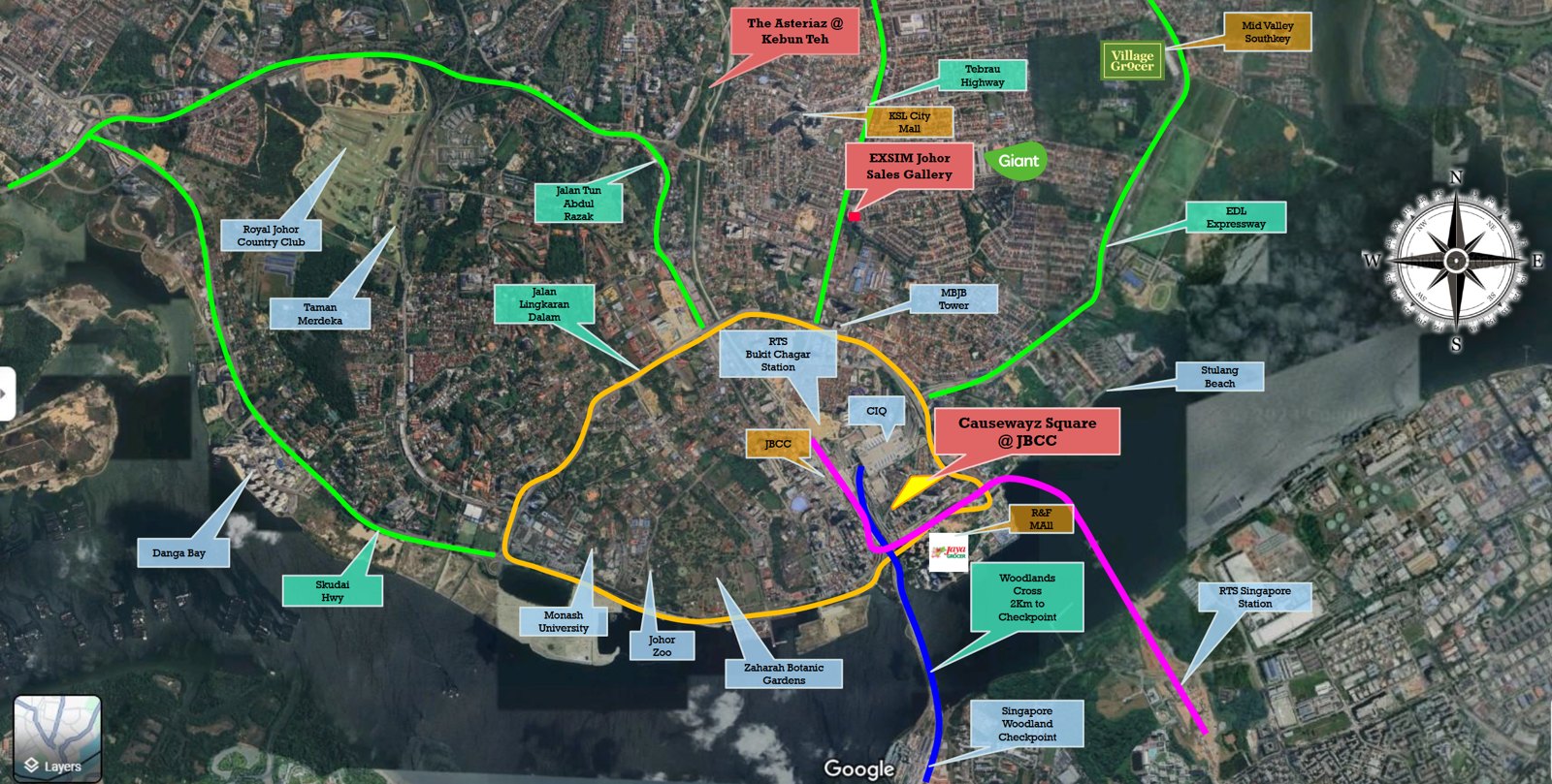 Causewayz Square @ JBCC site location map with major routes